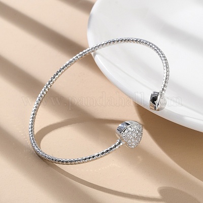 Прозрачный кубический цирконий открытый браслет-манжета BJEW-G737-01P-01-1