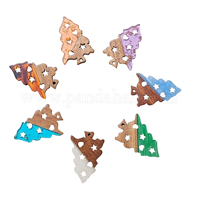 Прозрачные и непрозрачные подвески из смолы и ореха RESI-SZ0001-02-1