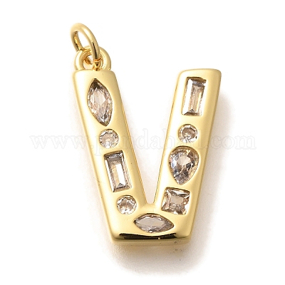 Латунные микропаве прозрачные подвески с фианитом KK-G521-01G-V-1