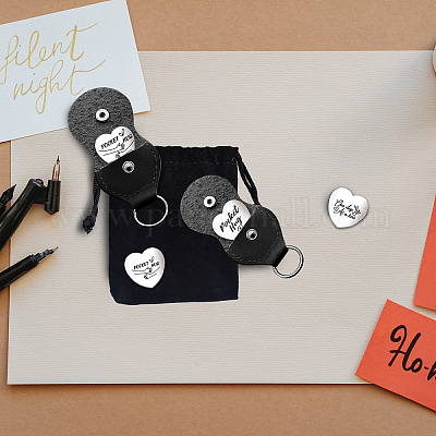 Набор памятных монет из нержавеющей стали с двусторонней гравировкой в виде сердца AJEW-GL0002-02D-1