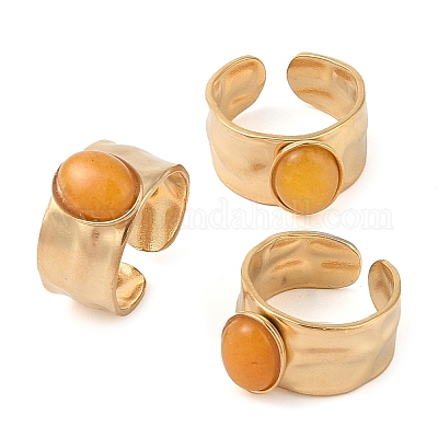 Овальные перстни из натурального агата RJEW-Z057-12G-04-1
