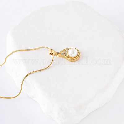 3 шт. ожерелье из нержавеющей стали с имитацией жемчуга в форме баклажана для женщин PS0001-1