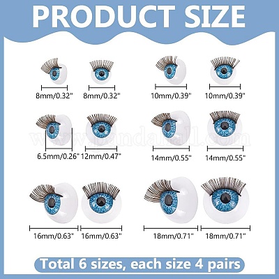 24 пара 6-х видов пластиковых кукольных повязок на глаза KY-PH0002-01A-1