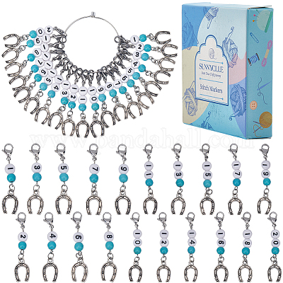 20 шт. синтетические бирюзовые маркеры для подвесок с замком HJEW-SC00037-1