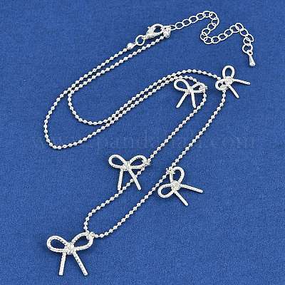 Латунные ожерелья с цепочкой в виде банта для женщин NJEW-K386-01P-1