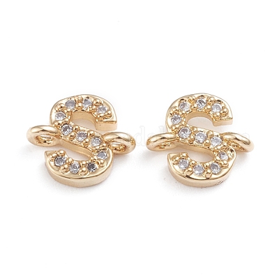 Латунные микро-паве кубические цирконии буквы соединения ZIRC-I042-16G-S-1