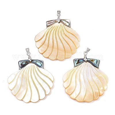 Подвески из натуральной ракушки пауа и желтой ракушки KK-C135-10C-1