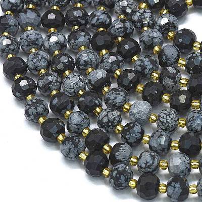 Природные снежинка обсидиан бисер нитей G-K389-E86-01-1