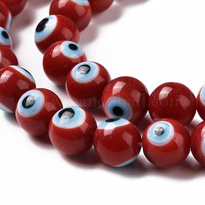 Ручной сглаз бусины круглые пряди из бисера&nbsp;LAMP-L055-8mm-20-1