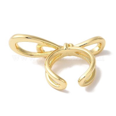 Латунные открытые манжеты с бантом для женщин RJEW-C098-16G-1