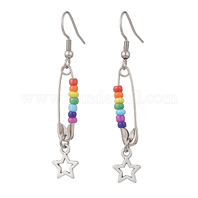 Серьги-подвески в форме звезд из нержавеющей стали Chakra 304 EJEW-JE06788-1