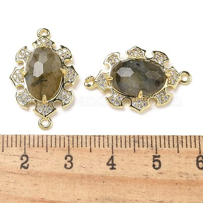 Натуральный лабрадорит ограненные овальные подвески-коннекторы G-G181-06G-07-1