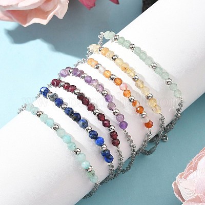 7шт 7 цвета браслеты из натуральных драгоценных камней BJEW-JB11835-1