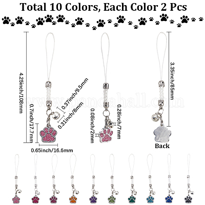 20 шт. 10 стильных эмалевых ремешка для мобильного телефона с отпечатком лапы HJEW-SC00129-1