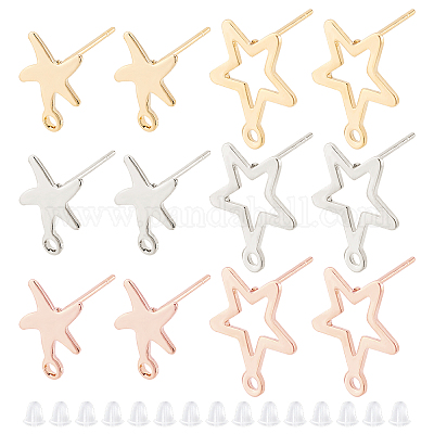 60 шт. 6 шт. фурнитура для сережек-гвоздиков из нержавеющей стали 201 STAS-DC0010-27-1