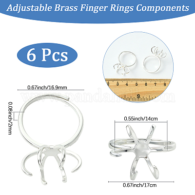 6шт регулируемые латунные кольца для пальцев компоненты KK-BBC0021-26-1