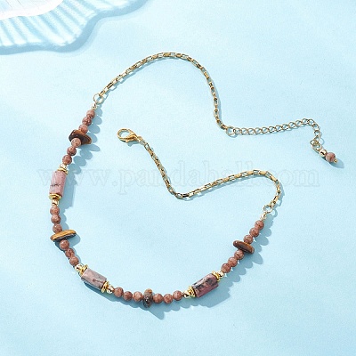 Ожерелья из бусин с натуральным тигровым глазом NJEW-JN05633-1