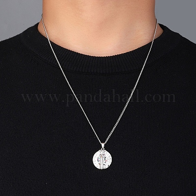 Ожерелья с подвеской из латуни с микропаве и кубическим цирконием NJEW-M211-03B-P-1