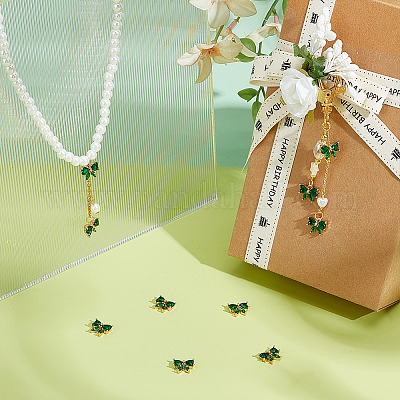 12 шт. латунные стеклянные подвески KK-PH0013-43B-1