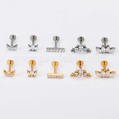 G23 титановые микропаве прозрачные кубические цирконии лабреты с внутренней резьбой WGF680D-03-1