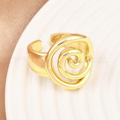 Латунь манжеты кольца RJEW-D333-02G-1