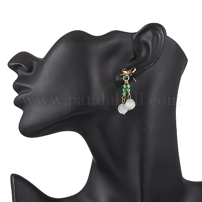 Кошачий глаз свисает с серьгами EJEW-JE06495-02-1