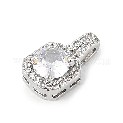 Латунные микропаве прозрачные подвески с фианитом KK-R219-35P-1