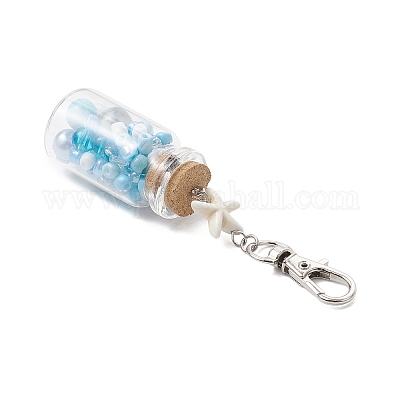2 шт. стеклянная бутылка желаний внутри лэмпворк и стеклянные бусины подвеска украшения HJEW-JM03259-1