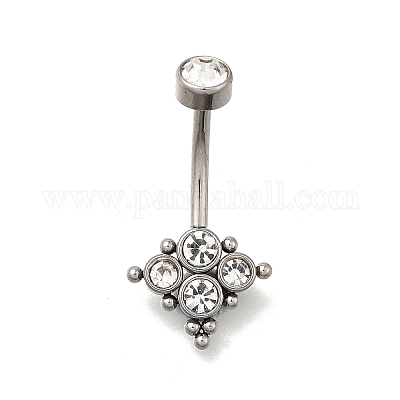 Кольца для пупка в форме штанги из нержавеющей стали 304 с прозрачным кубическим цирконием AJEW-D306-03P-03-1