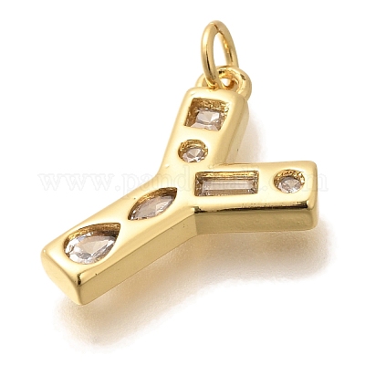 Латунные микропаве прозрачные подвески с фианитом KK-G521-01G-Y-1