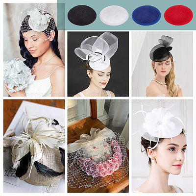 4 шт. 4 цвета имитация пеньковой круглой шляпы-чародея-основы для шляпного дела AJEW-BC0007-36-1