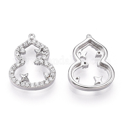 Подвески из серебра [925] пробы с родиевым покрытием и микропаве циркония STER-T004-14P-1