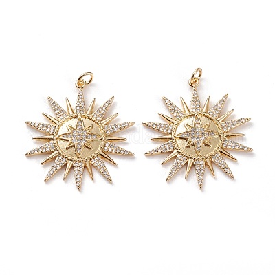 Латунные микропаве прозрачные подвески с фианитом KK-C100-19G-1