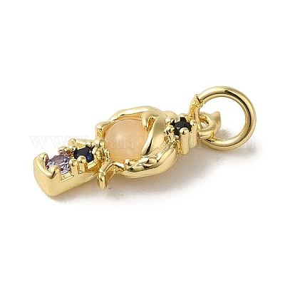 Латунные подвески из цветного стекла с микропаве и кубическим цирконием X-KK-R162-026F-G-1