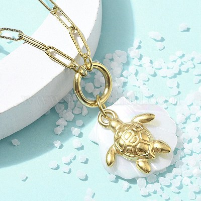 Летние пляжные ожерелья из нержавеющей стали 304 с подвеской в виде скрепки STAS-Z105-07G-02-1