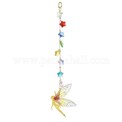 Wholesale Brass Transparent Epoxy Resin Fairy Pendant Decoration Pandahall