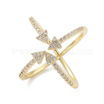 Кубический цирконий крест-накрест со стрелкой открытое кольцо-манжета RJEW-K240-04G-1