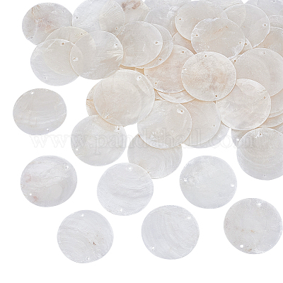 Wholesale HOBBIESAY 50Pcs Natural Capiz Shell Connector Charms 40mm Flat  Round Capiz Shells with Holes Round Capiz Shell Discs for Jewelry Making 
