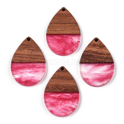 Подвески из прозрачной смолы и ореха RESI-N039-25F-1