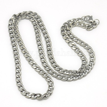 Модных мужских 304 цепи из нержавеющей стали бордюрный ожерелья X-NJEW-L043-40P-1