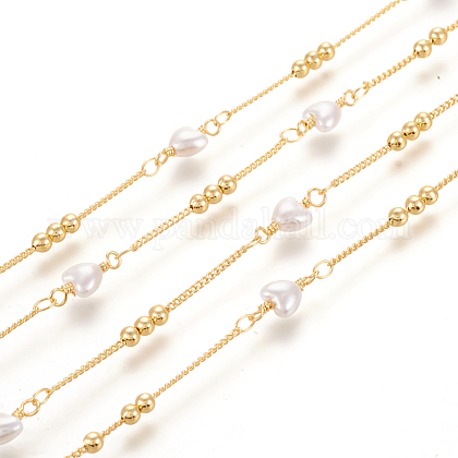 3.28 Fuß handgefertigte Perlenkette aus Messing X-CHC-I031-01G-1