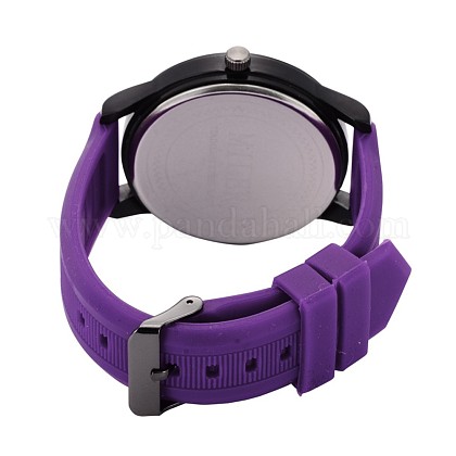 ファッショナブルな女性の合金シリコンクオーツ腕時計  青紫色  255x20mm、頭を見て：53x48x12mm WACH-L025-02C-1