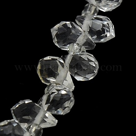 Teardrop Shaped Transparent Crystal Glass Beads Strands GLAA-F010-A01-1