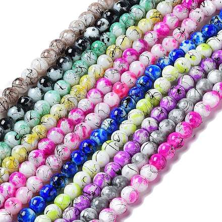 Chapelets de perles en verre peint brossé & cuisant GLAA-S176-M-1