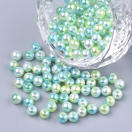 Perles en plastique imitation perles arc-en-abs OACR-Q174-10mm-03-1