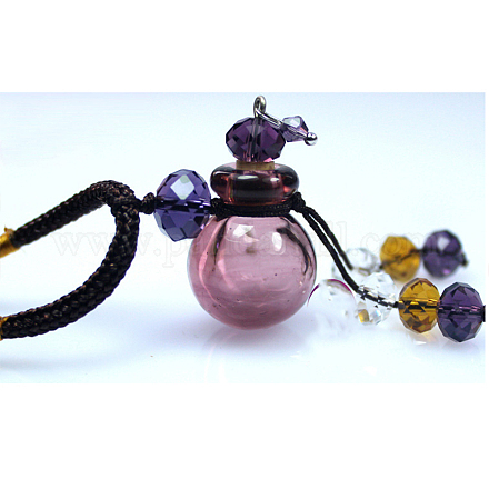 Collar con colgante de botella de perfume de murano con cadenas de poliéster y cuentagotas de plástico BOTT-PW0005-10B-1
