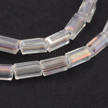 Galvanici sfaccettati fili di perline di vetro cuboide EGLA-J065-E01-1