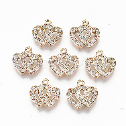 Brass Micro Pave Cubic Zirconia Charms X-KK-S359-049-RS-1