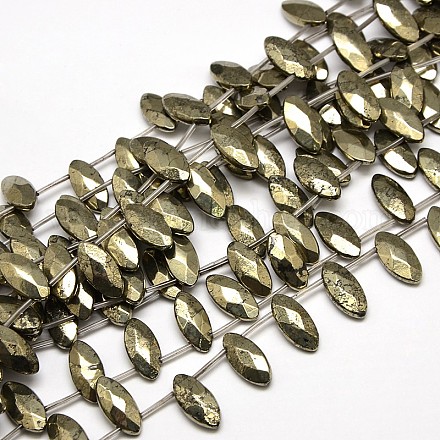 Natural Gemstone Pyrite Beads Strands G-L130-B-01-1