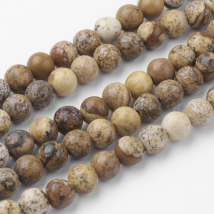 Chapelets de perle en jaspe avec images naturelles G-G735-16-6mm-1